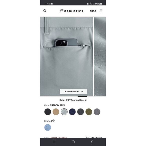 New Small Short Fabletics Shadow Grey The Only Pants NWT Casual Athletic - Picture 5 of 11